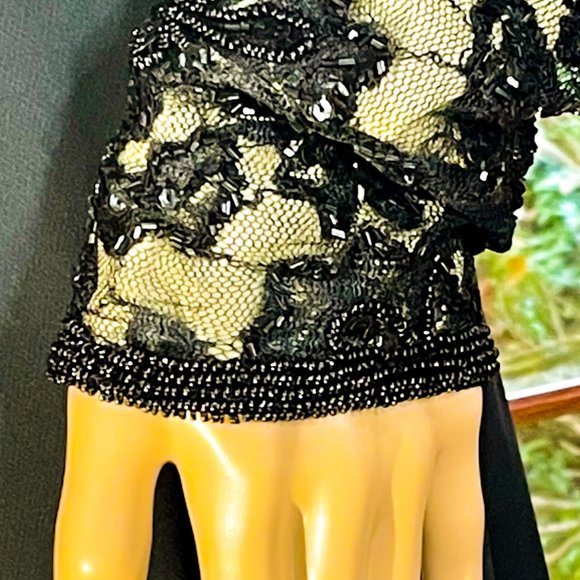 ▪️VTG▪️BRILLIANTE BY J.A.▪️ Bead & Sequin Lace Pleated Chiffon Evening Dress - Picture 5 of 12